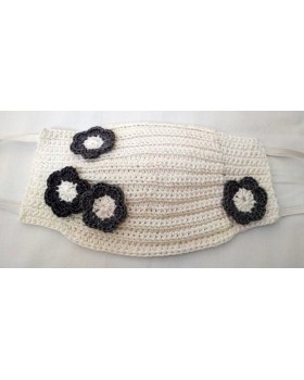 Happy Threads Handmade Crochet Cotton Masks with Floral Motifs- White & Black Happy Threads Handmade Crochet Cotton Masks with Floral Motifs- White & Black